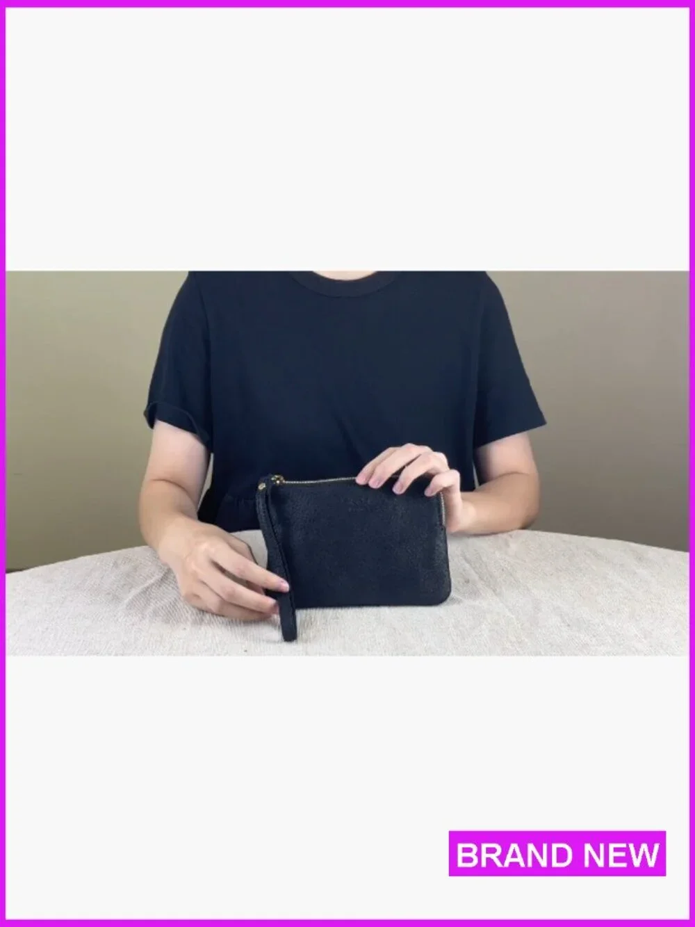 Leather Wristlet Purse Clutch Evening Bag Zip Closure Card Holder Pouch